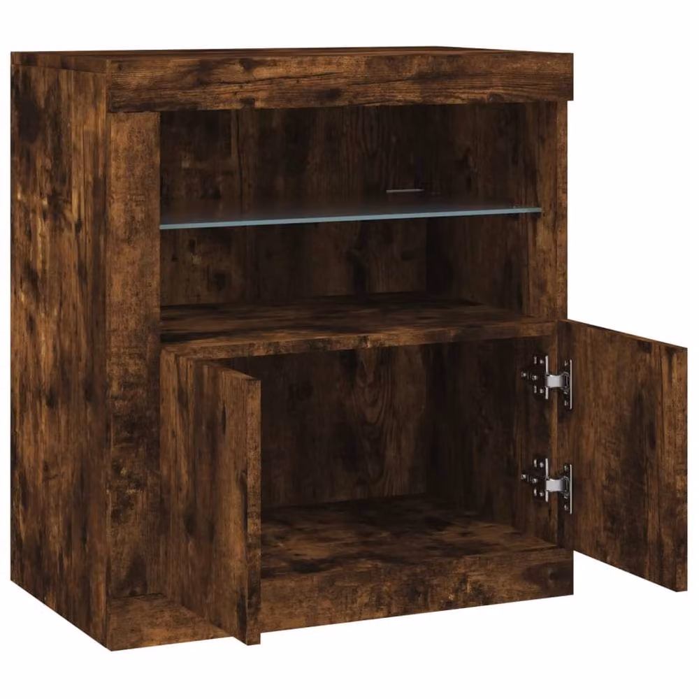 Berkfield Home Modern Sideboard with Integrated LED Lights in Smoked Oak Brown, W/D/H: 60.5 x 37 x 67 cm – 5