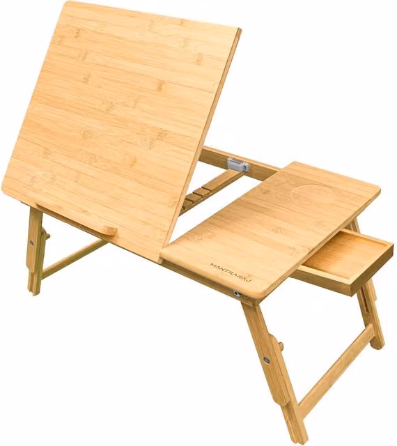 MantraRaj Adjustable Bamboo Laptop Desk with Drawer in Brown – 2