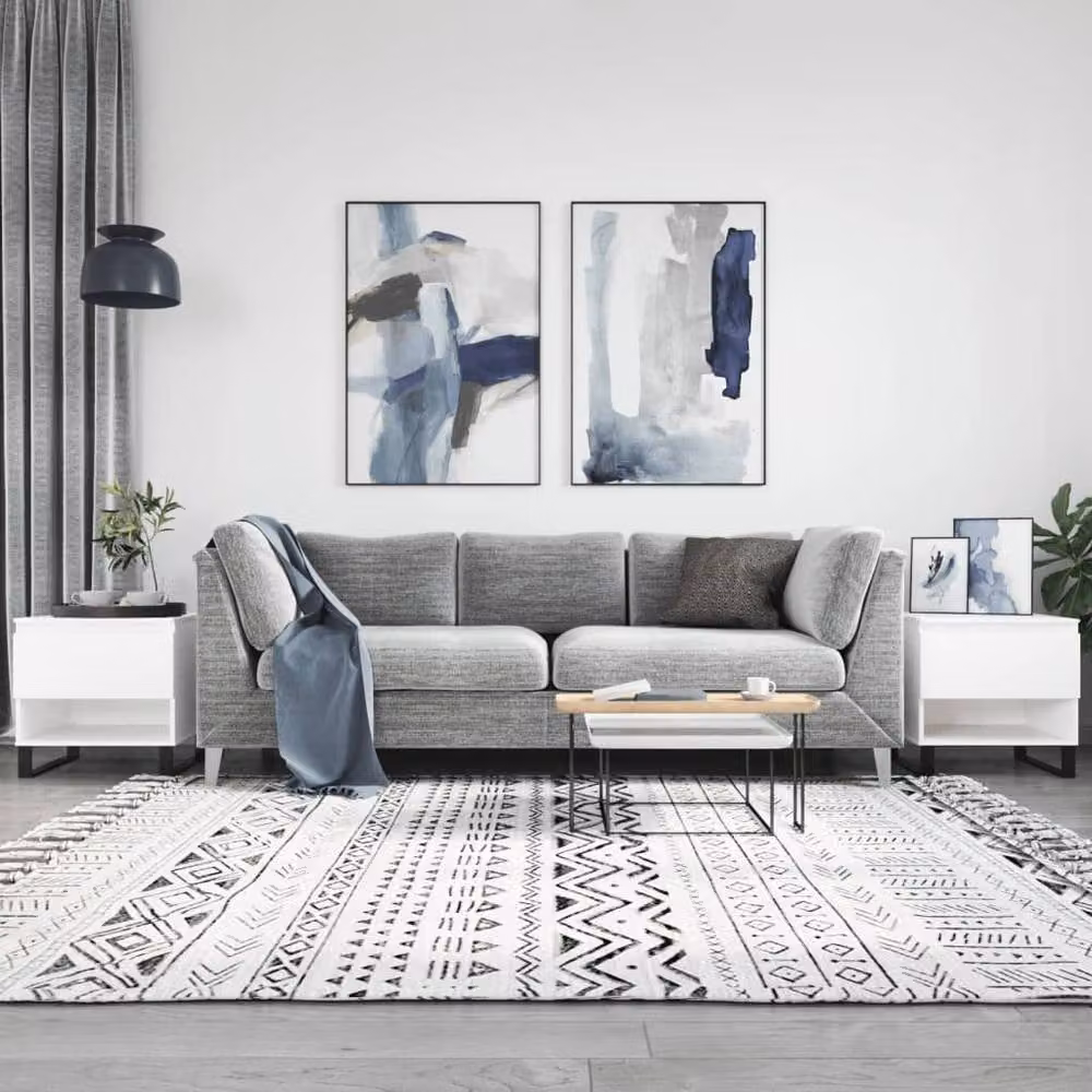 Berkfield Home Modern Nested Coffee Table Set of 2, White, W/D/H: 50 x 46 x 50 cm – 2