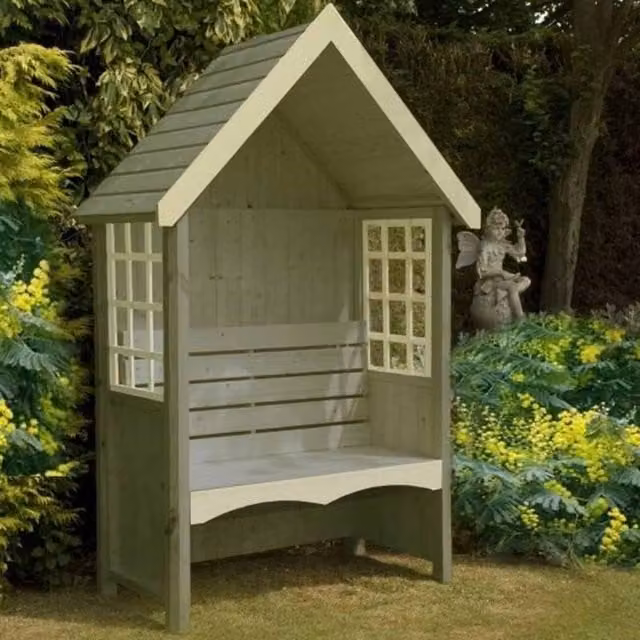 Shires Mimosa Pressure Treated Wooden Gable Arbour in Brown