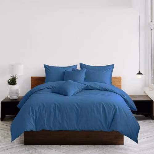 Home Sweet Home UK Plain Dyed Polycotton Duvet Cover and Pillowcase Set in Blue, Single Size (Duvet Cover: 135 x 200 cm, Pillowcase: 48 x 74 cm) – 3