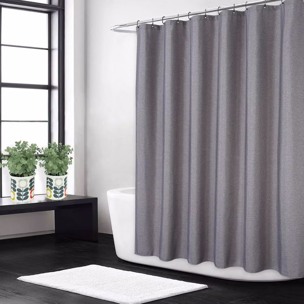 London Boutique Waterproof Polyester Shower Curtain in Dark Grey, W: 238.76 cm, H: 198.12 cm – 3