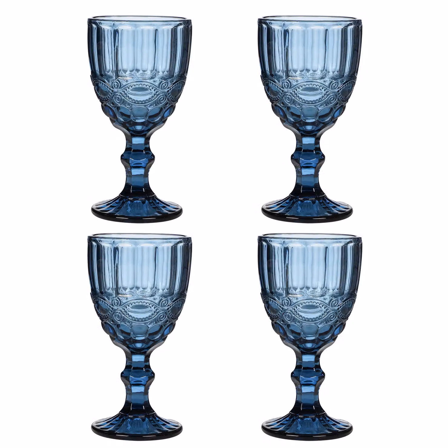 Dibor Set of 4 Sapphire Blue Vintage Luxury Wine Glasses, 350ml per glass – 2
