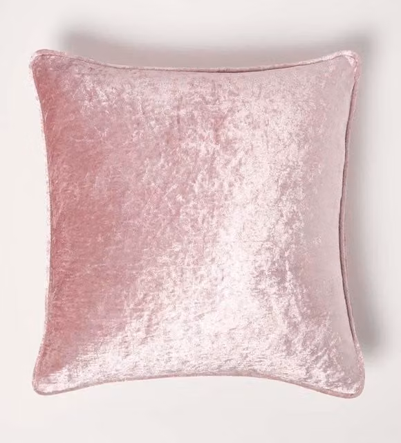 Homescapes Pink Crushed Velvet Square Cushion Cover W/D/H: 60 x 60 x 60 cm – 1