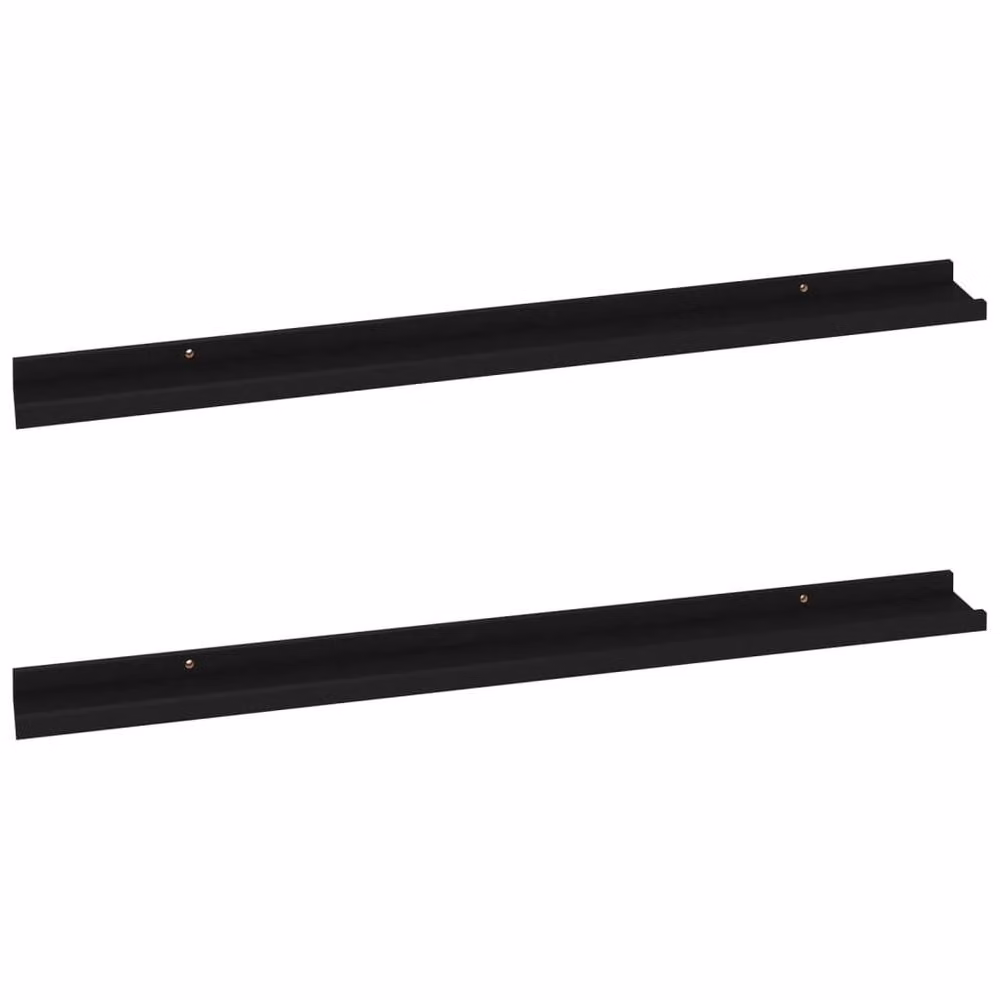 Berkfield Home Decorative Wall Shelves, 2 Pack, Black, W: 100 cm, D: 9 cm, H: 3 cm – 3
