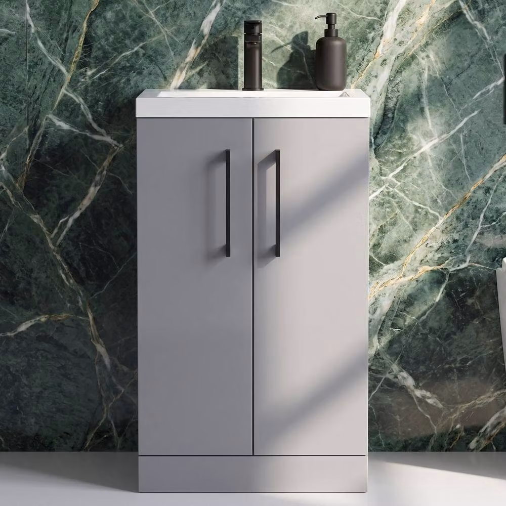Balterley Modern Grey Freestanding Bathroom Vanity Unit with Basin, W/D/H: 51 x 36 x 84 cm – 3