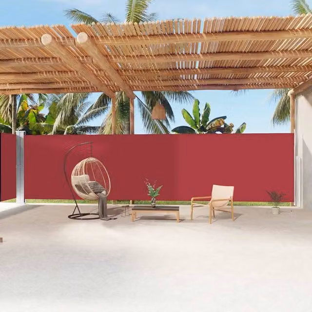 Berkfield Home Red Retractable Roller Side Awning W/H: 1200 x 200 cm – 1