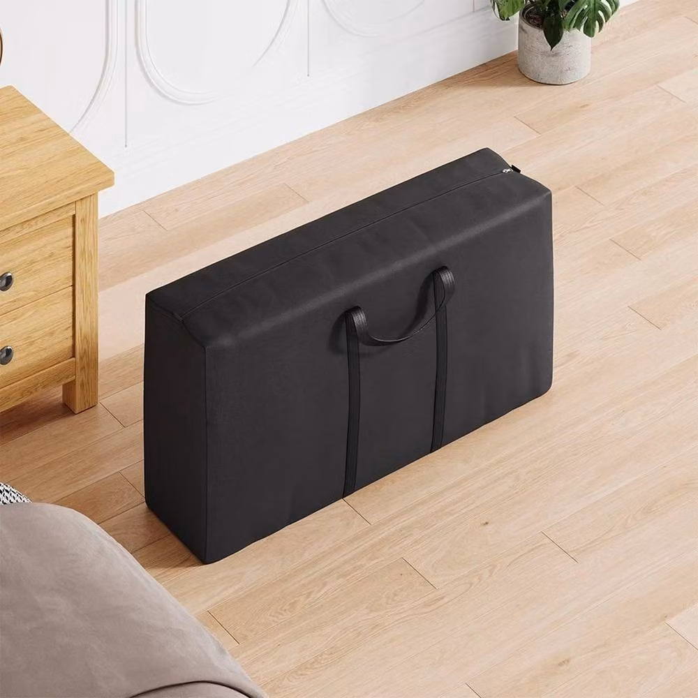FORGEVIO Fabric Furniture Cushion Storage Bag with Lid, Black, W: 100 cm, D: 48 cm, H: 25 cm – 4