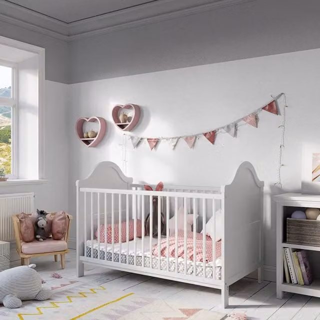 Love For Sleep Wendy Vintage Pine Cot Bed with Drop Side in White