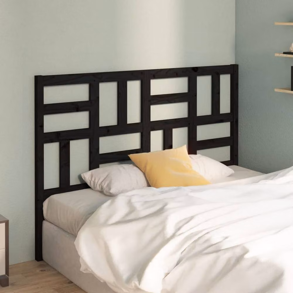 Berkfield Home Black Rustic Solid Pine Wood Bed Headboard W/D/H: 126 x 4 x 104 cm – 2