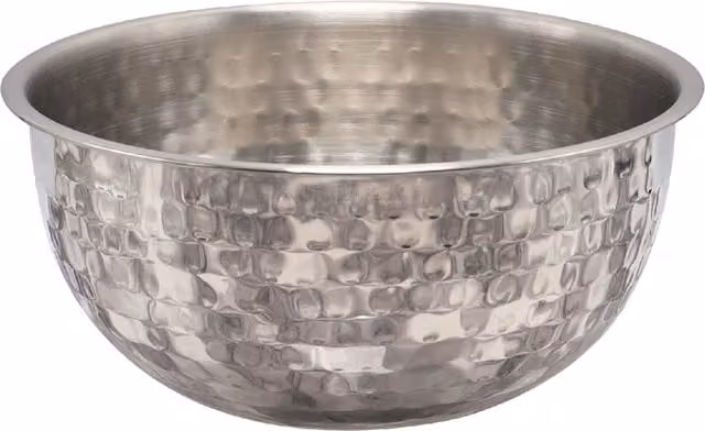 Buckingham Hammered Stainless Steel Round Salad Mixing Bowl, 1.5 l, Silver