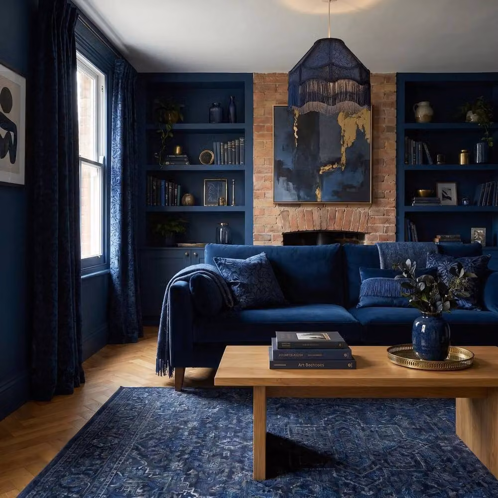 Happy Homewares Classic Victorian Style Empire Pendant Shade in Midnight Blue Fabric – 5