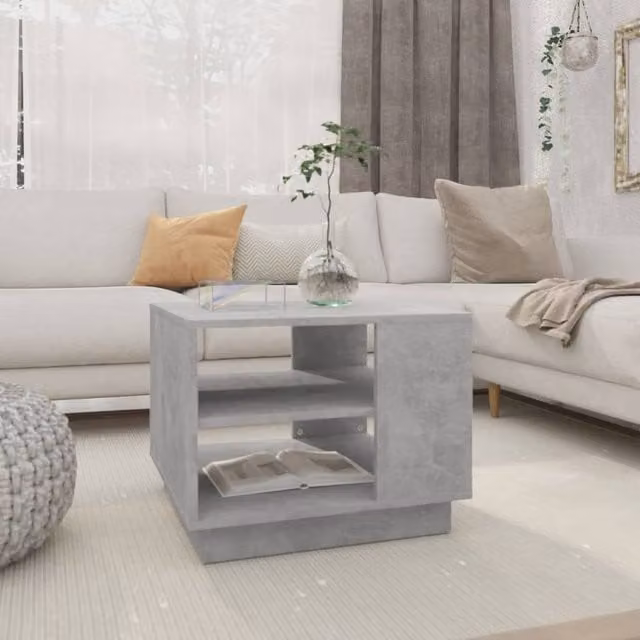 Berkfield Home Modern Square Coffee Table in Grey Composite Wood, W/D/H: 55 x 55 x 43 cm – 1