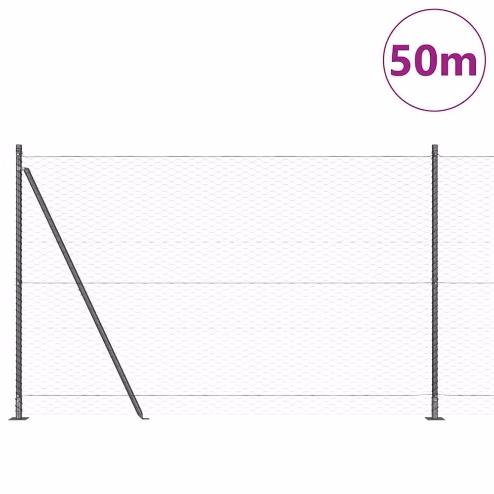 Berkfield Home Grey Steel Hexagon Fence, H: 140 cm x L: 50 m – 2