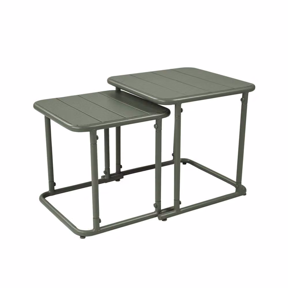 sweeek Square Outdoor Nesting Table in Matt Khaki Steel – 2