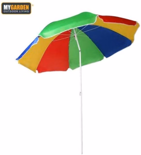 KDMD Multicolour Waterproof Tilt Beach Parasol with Aluminium Frame and Polyester Sunshade, Diameter: 180 cm – 1