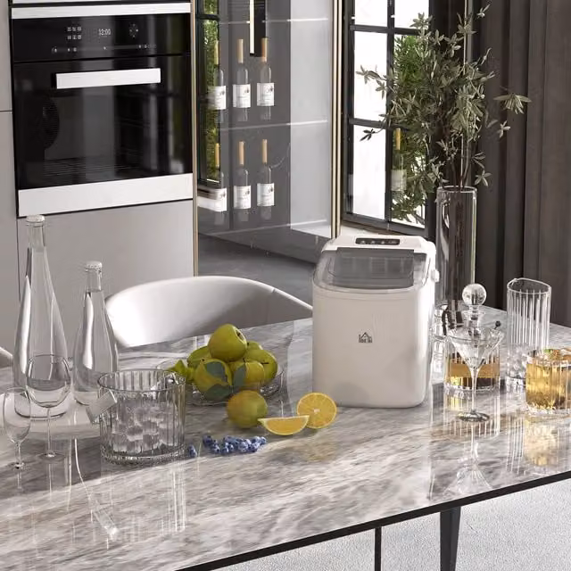 HOMCOM Portable Ice Cube Maker Machine, White, 12kg per 24 hours