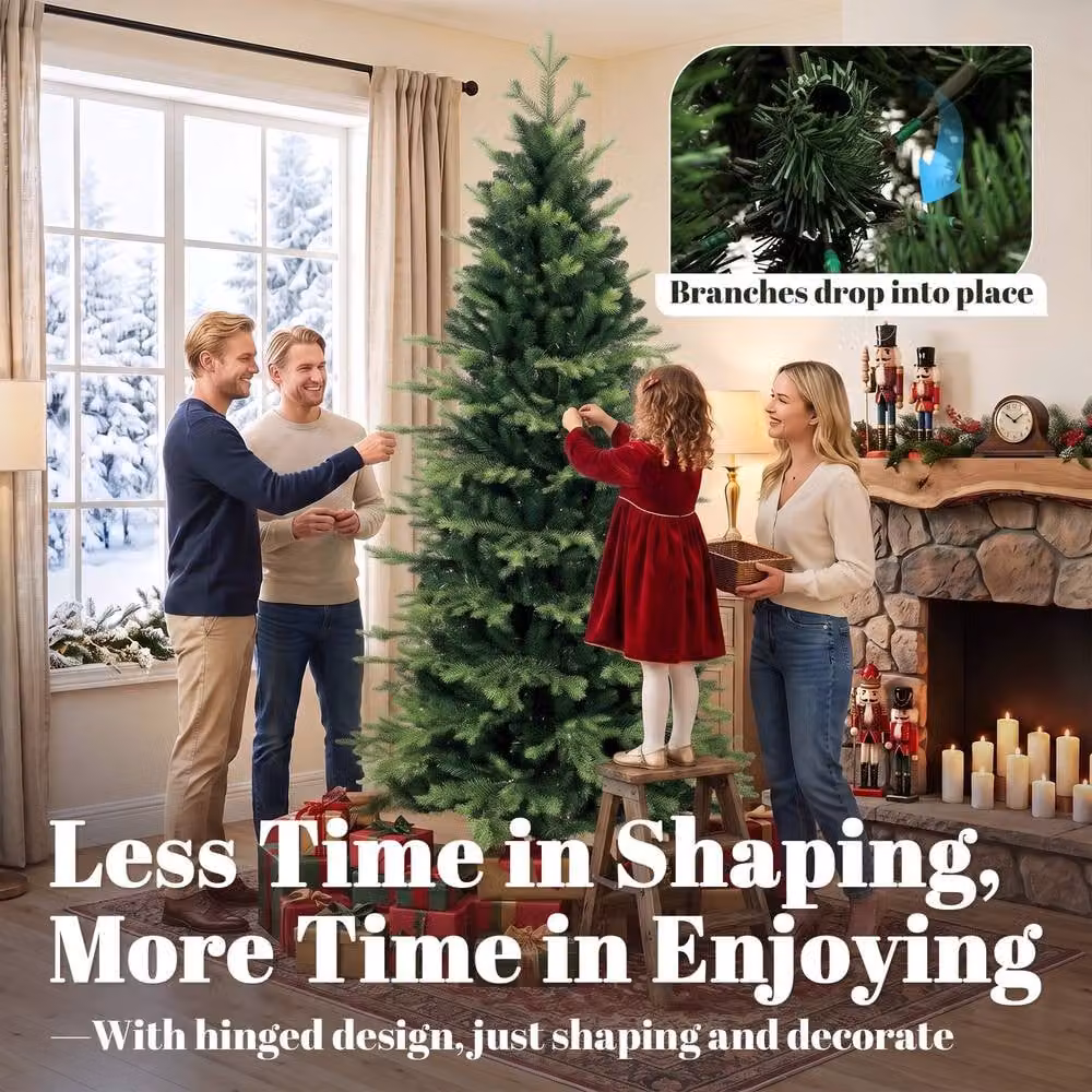 HOMCOM Geneva Fir Hinged Christmas Tree, Green, Height: 210 cm – 5