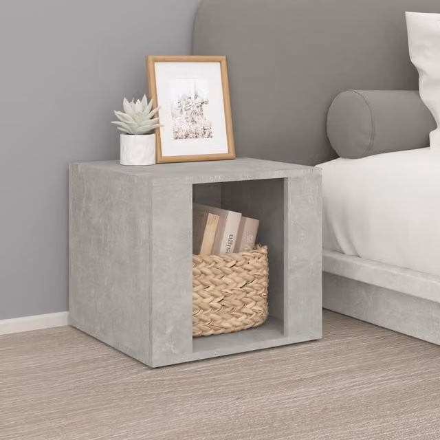 Berkfield Home Bedside Table in Concrete Grey, W/D/H: 41 x 40 x 36 cm – 1