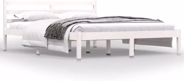 Berkfield Home Solid Wood Pine Bed Frame, White, W: 150 cm, D: 200 cm – 1