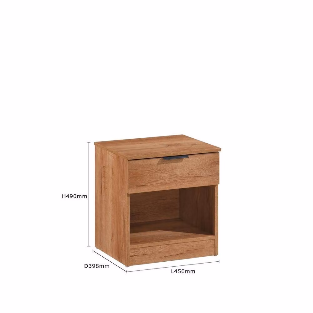 FORGEVIO Chestnut Bedside Table with One Drawer and Open Shelf in Brown – 2