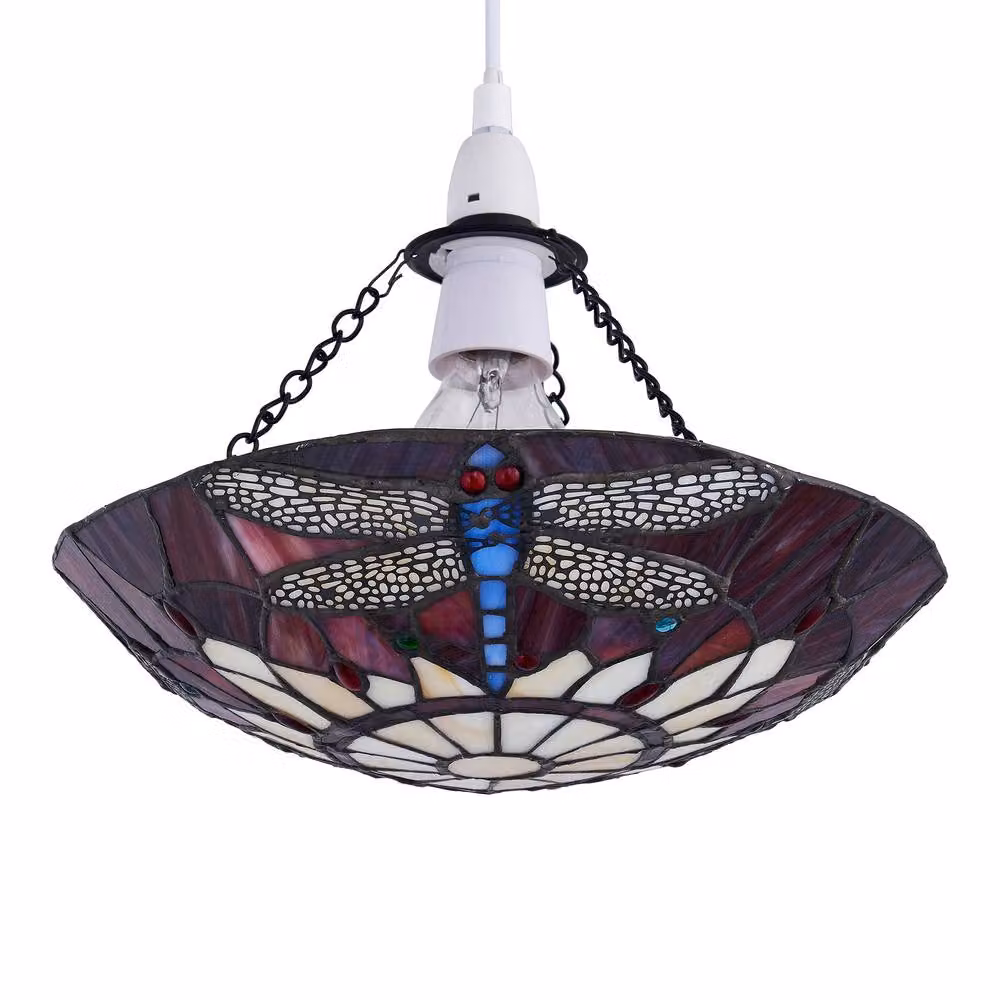 First Choice Lighting Lysa Red Tiffany Dragonfly Glass Easy Fit Pendant Shade – 2
