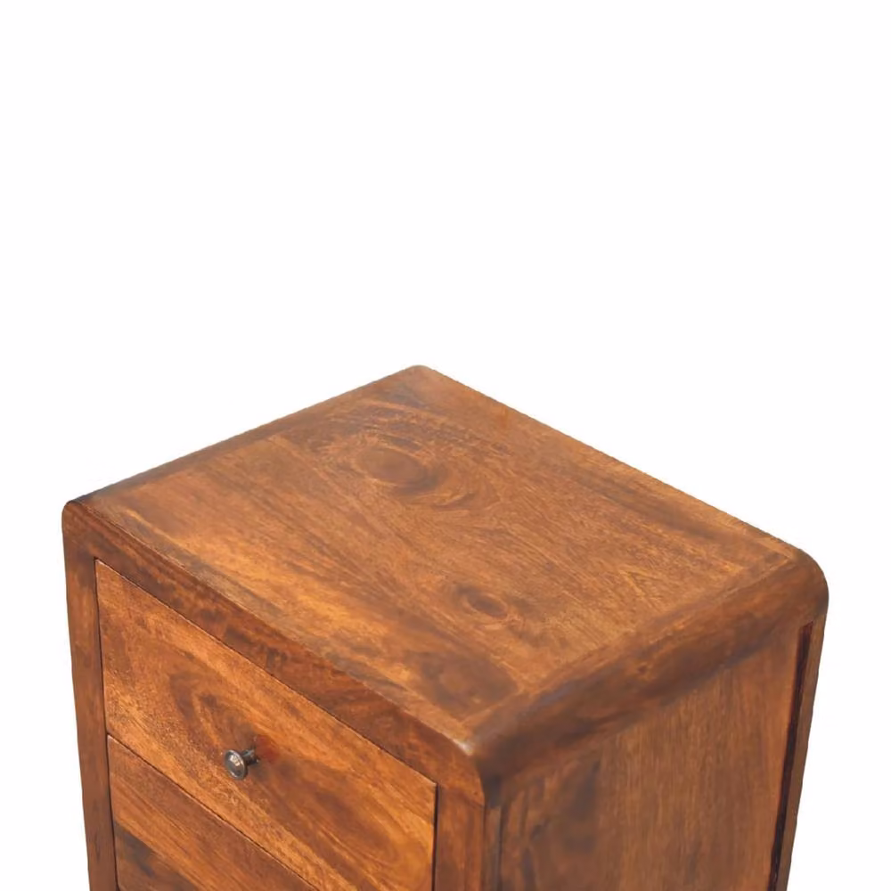 Wyld Haus Aspen 3 Drawer Bedside Table in Brown Solid Mango Wood, H: 60 cm, W: 35 cm, D: 45 cm – 4
