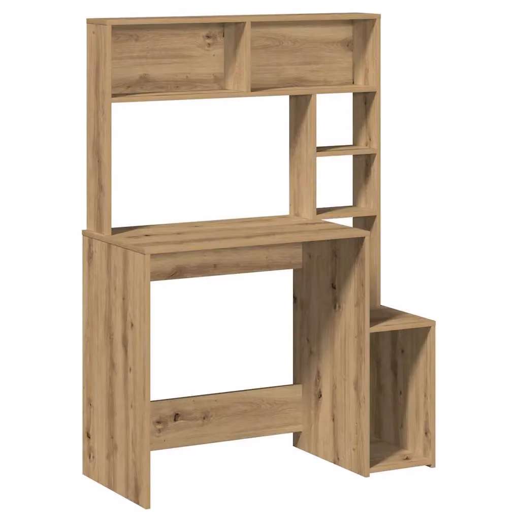 Berkfield Home Computer Desk with Shelves in Artisan Oak Brown, W/D/H: 100 x 45 x 140 cm – 2