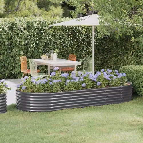 vidaXL Galvanised Steel Garden Raised Bed, Anthracite, W: 249 cm, D: 100 cm, H: 36 cm – 2