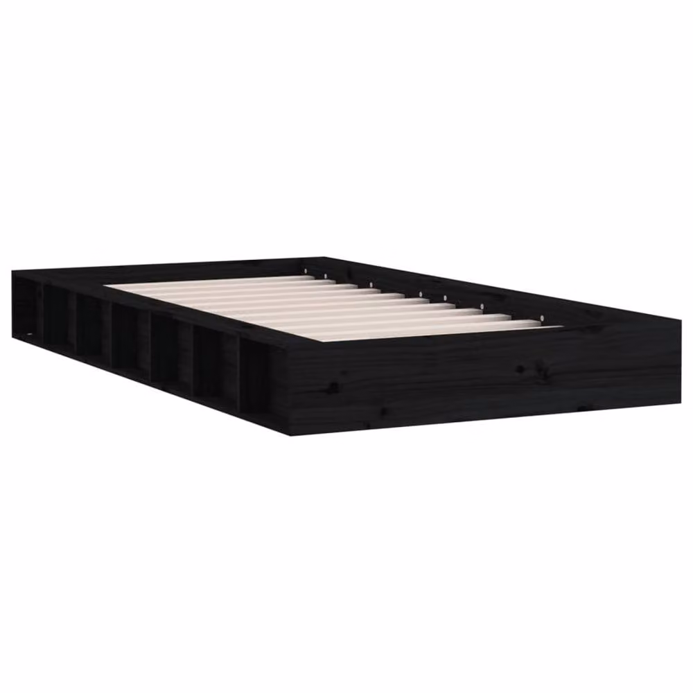 Berkfield Home Small Single Solid Wood Bed Frame in Black, W: 75 cm, L: 190 cm – 3
