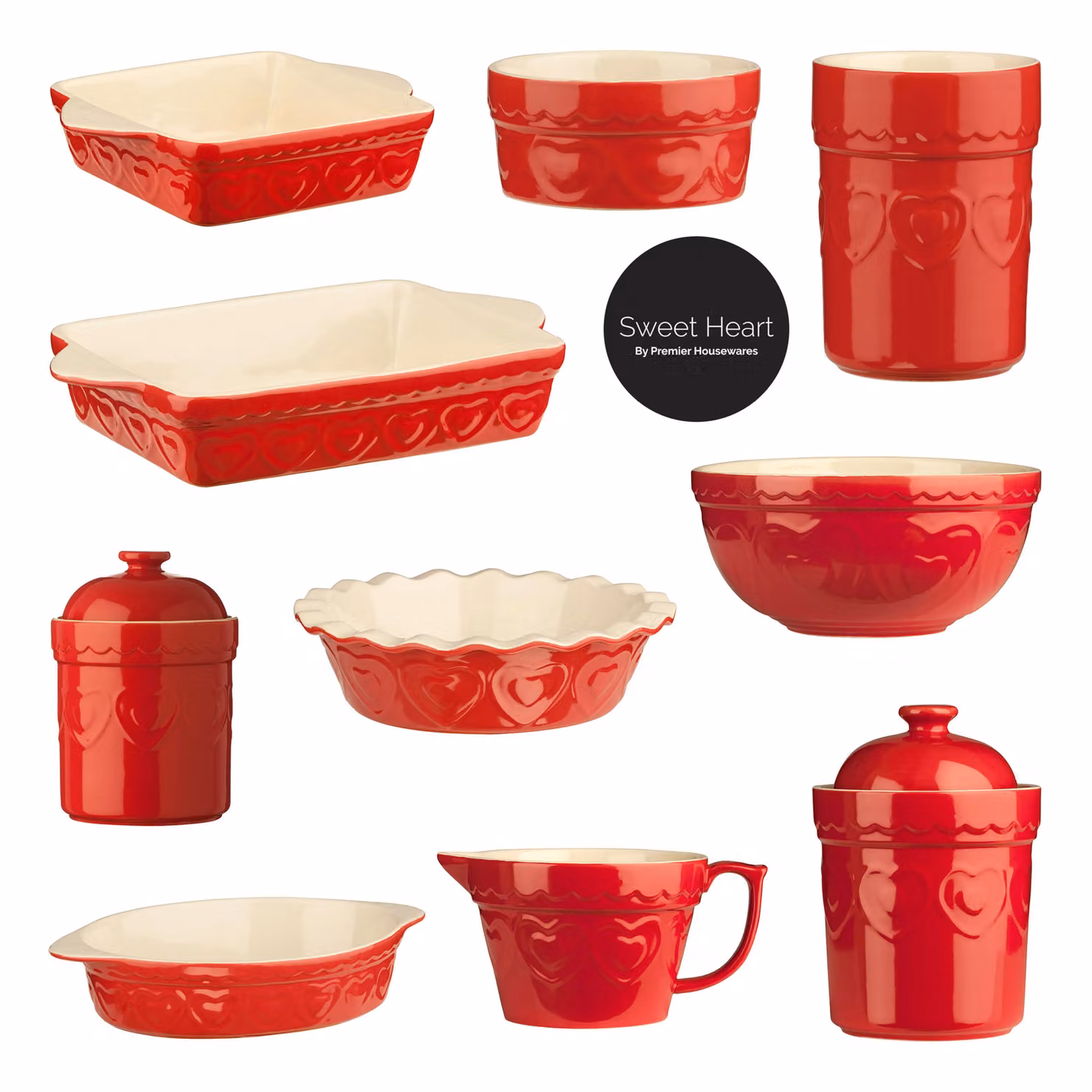 Orsina Heart Shaped Stoneware Casserole Baking Dish, Red, 1.4 l – 2