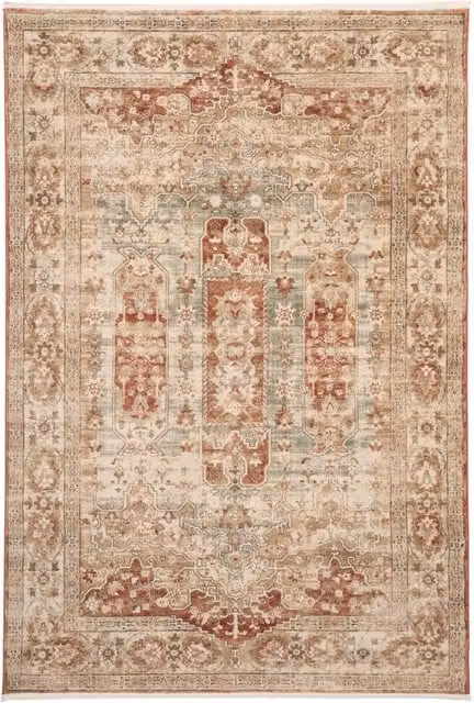 Kukoon Beige Traditional Medallion Woven Living Room Area Rug W: 200 cm, D: 290 cm