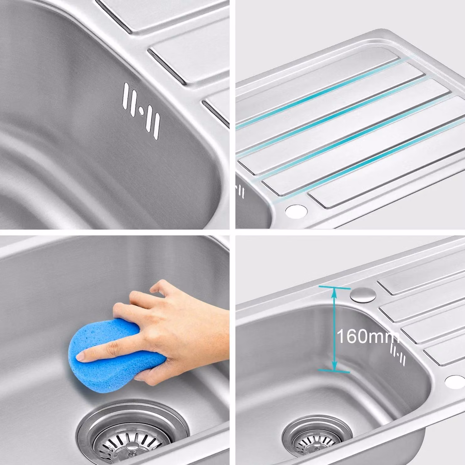 JASSFERRY Reversible Single Bowl Stainless Steel Sink in Silver – 3