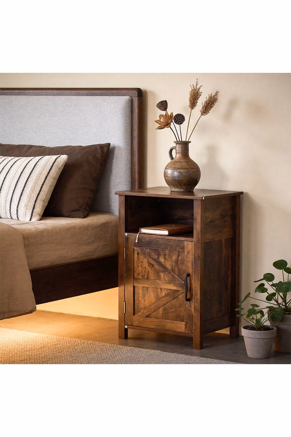 Living and Home Brown Melamine-Faced MDF Bedside Table – 3