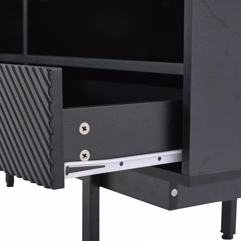 BTM Geometric Modern Bohemian TV Stand and Storage Cabinet in Black, W/D/H: 128.6 x 40.0 x 40.0 cm – 6