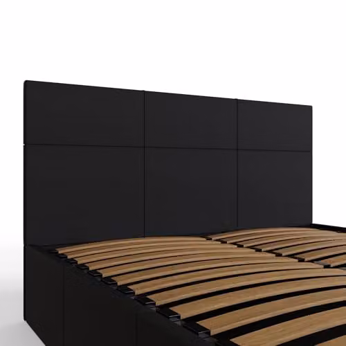 GFW Small Double Black Upholstered Ottoman Bed Frame with Hydraulic Lift and Stitched Headboard, W/D/H: 120 x 200 x 39 cm – 5
