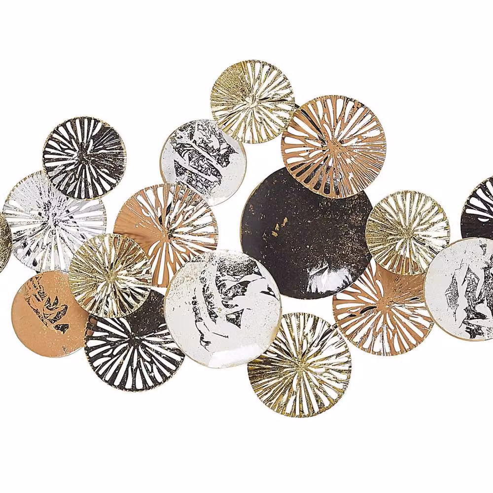 Wyld and Coco Round Metal Wall Art in Copper, Gold and Silver, Diameter: 50 cm – 2
