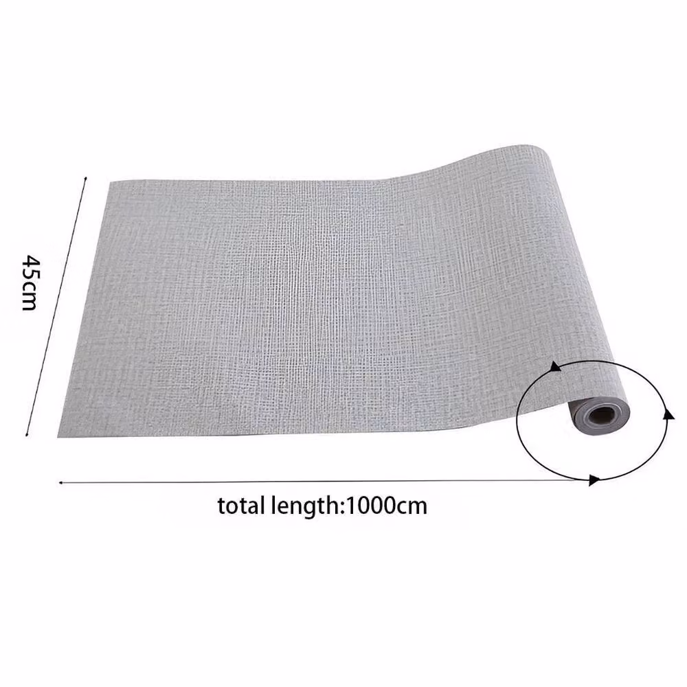 KORVIXA Self-Adhesive Grey Plain Linen Textured Vinyl Wall Sticker – 2