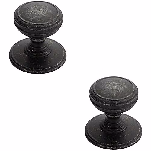 Loops 2 Pack Ringed Tiered Cupboard Door Knobs in Matt Pewter – 1