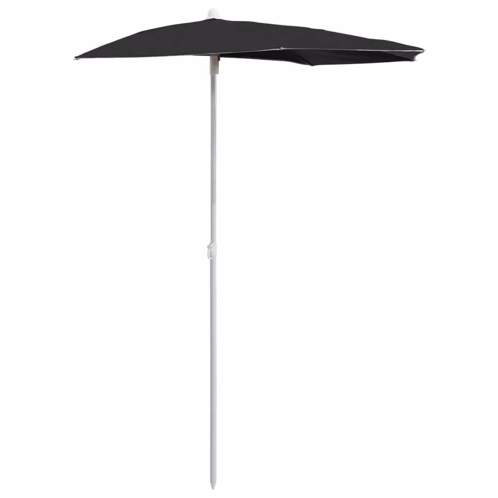 Berkfield Home Garden Black Half Parasol with Pole, W: 180 cm, D: 90 cm – 2