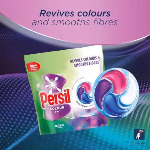 Persil Colour 4 in 1 Fast-Dissolving Laundry Capsules, 34 Washes, 12 Pack, White and Multicolour – 4