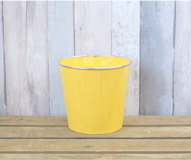 KDMD Classic Round Metal Tabletop Plant Pot in Yellow