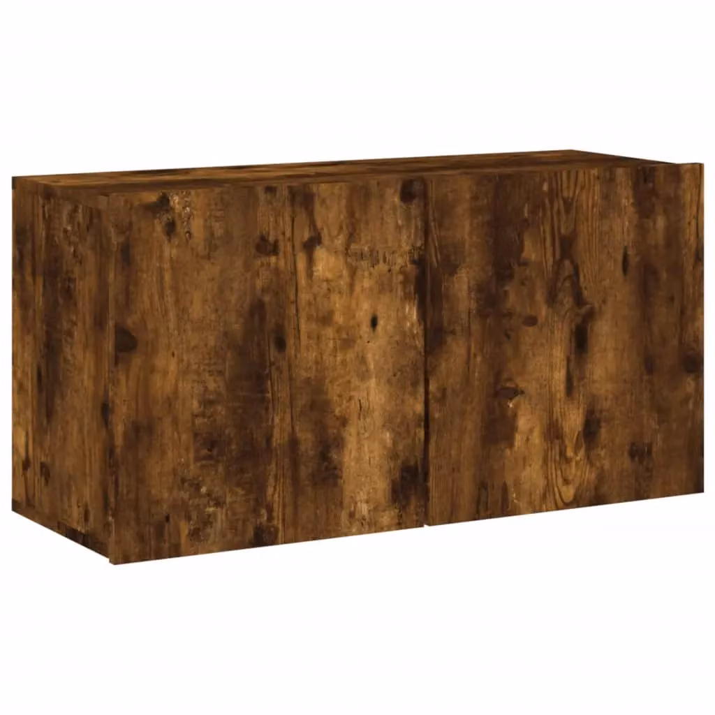 Berkfield Home Wall-mounted TV Cabinet in Smoked Oak Brown, W/D/H: 80 x 30 x 41 cm – 2
