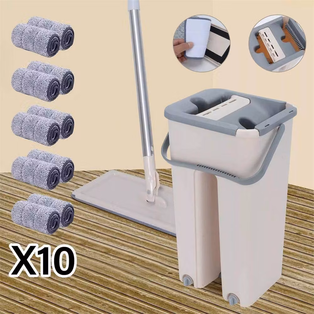 Nordara Mop and Bucket Set with 10 Pads, 360 Degree Flat Squeeze Mop and Wringer, White – 2