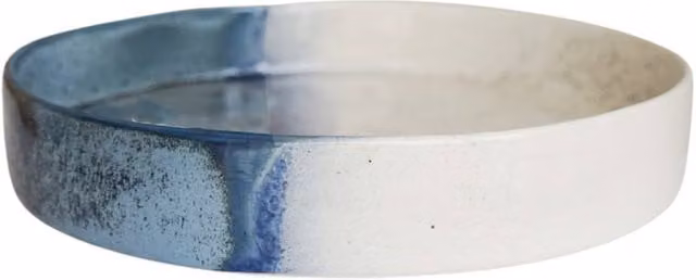 Ivyline Bowen Ceramic Dipped Candle Plate, White and Blue, D29cm, H5cm – 1