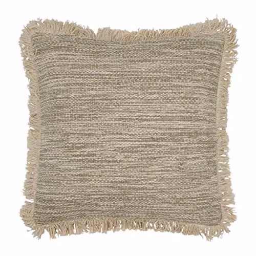 Furn Beige Cotton Square Cushion, W/D/H: 45 x 45 x 45 cm