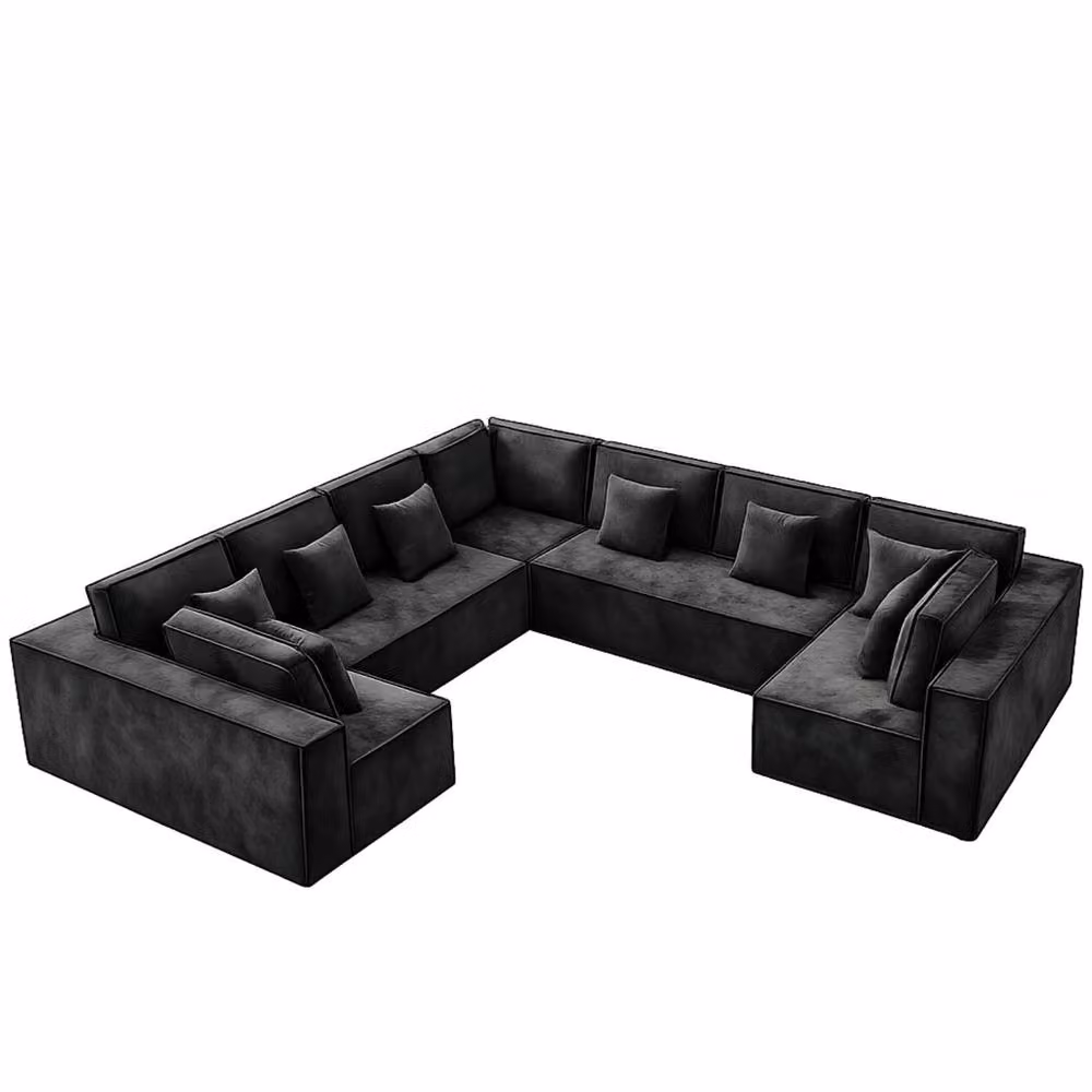 Snug Furniture Birmingham Ltd Ollie U-Shaped Chenille Corner Sofa in Black – 2