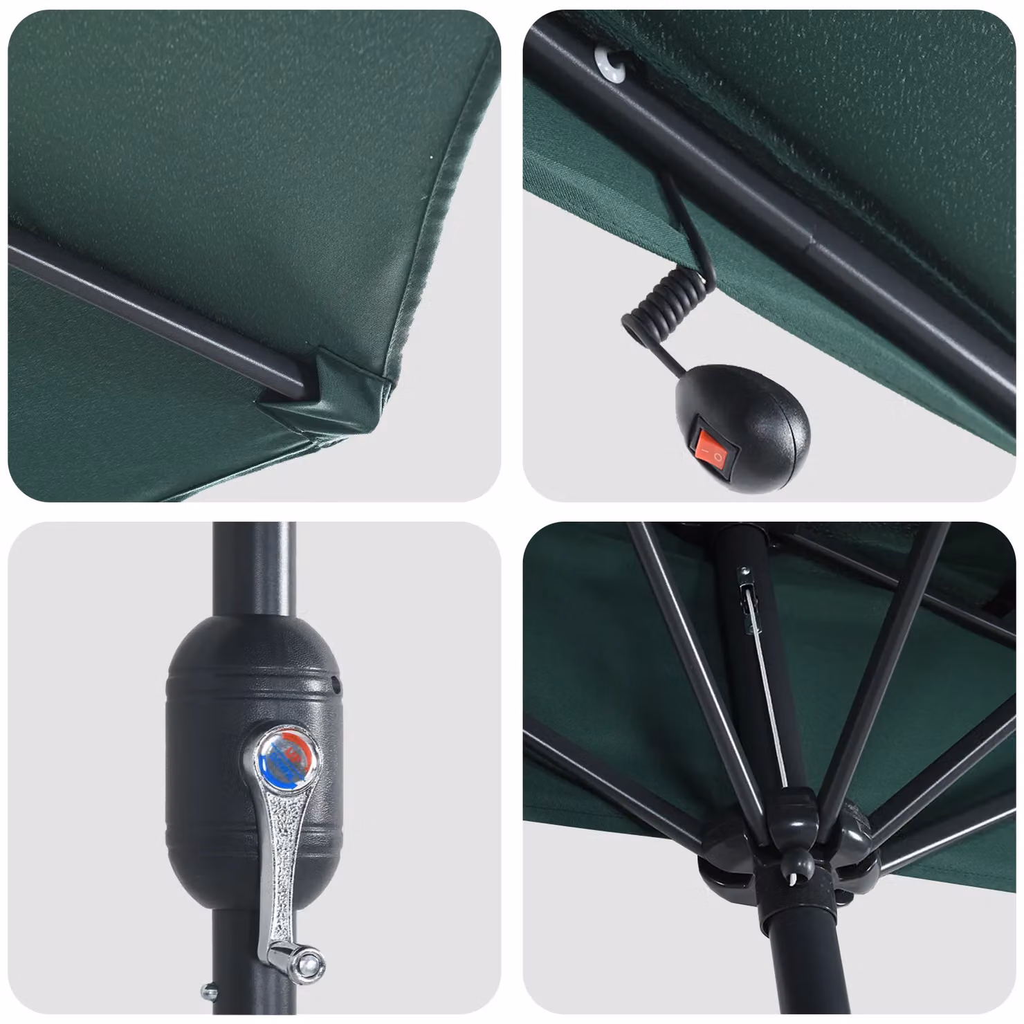 Berkfield Home Half Garden Parasol with Aluminium Pole, Green, Height: 294 cm – 4