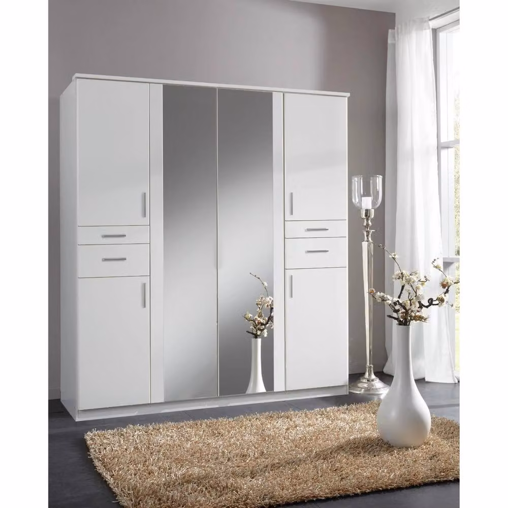 KDMD Koblenz Matt White 4 Door Wardrobe with Mirror, Width: 180 cm – 2