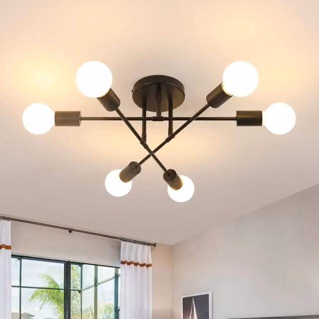 Pheashine Black Modern Sputnik Ceiling Light with Adjustable E27 Socket – 1